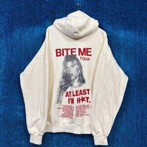 Renee Rapp Bite Me Tour Beige Oversized Zip-Up Hoodie Size XXL